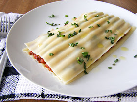 Puy Lentil, Portabello Mushroom and Baby Spinach Free Form Lasagna - vegan