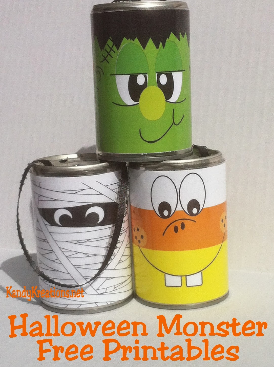 looking for easy halloween decorations how about these free printables halloween monsters using tin cans