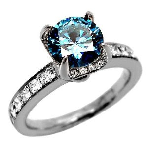 blue diamond rings engagement