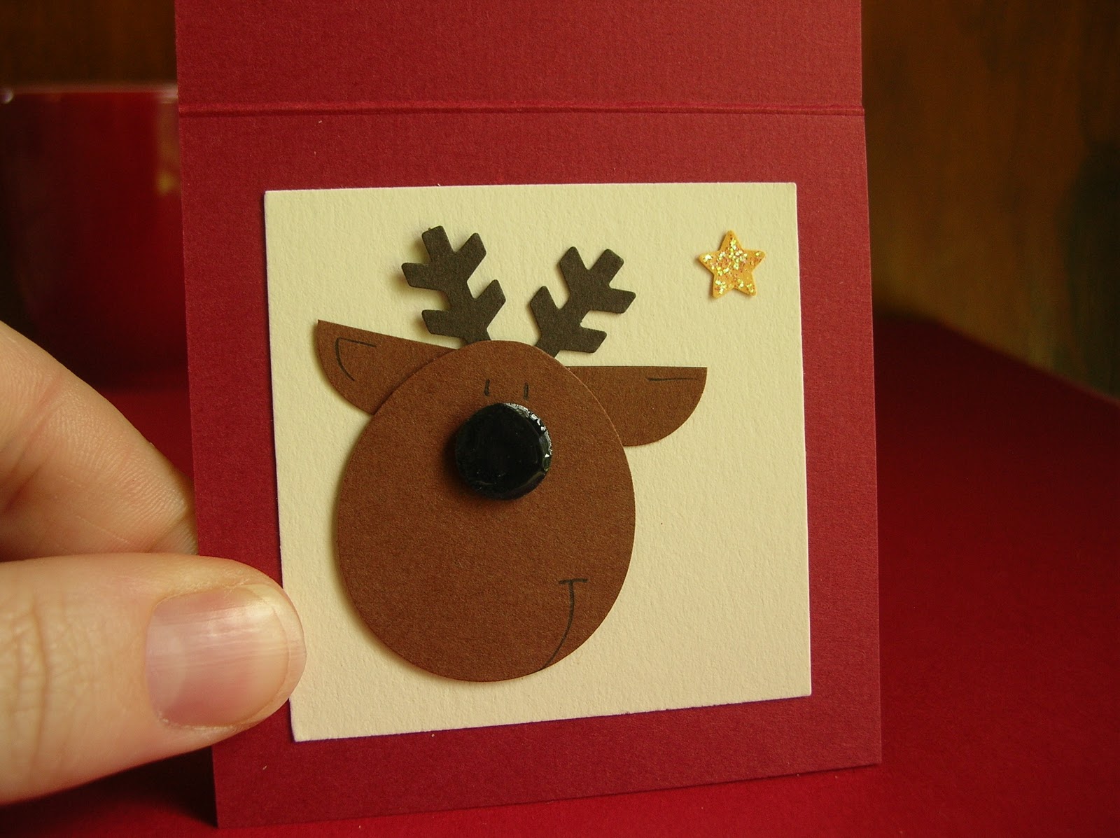 Punch Art Fun Punch Art Christmas Cards Reindeer porthole (square)