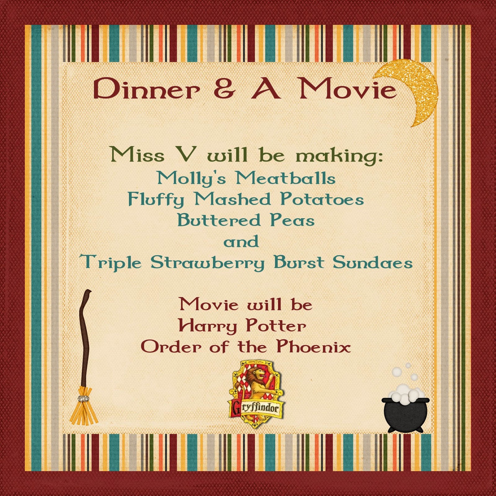 Life of a Foodie and Her Family Order of the Phoenix Dinner and Movie