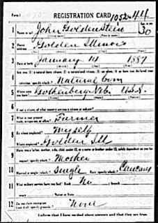 johns world war i draft card