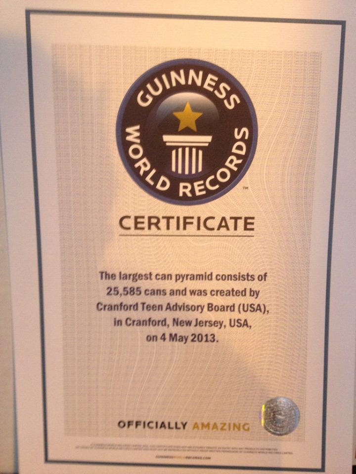 Largest Can Pyramid Guinness World Book Record of Cans with a heart