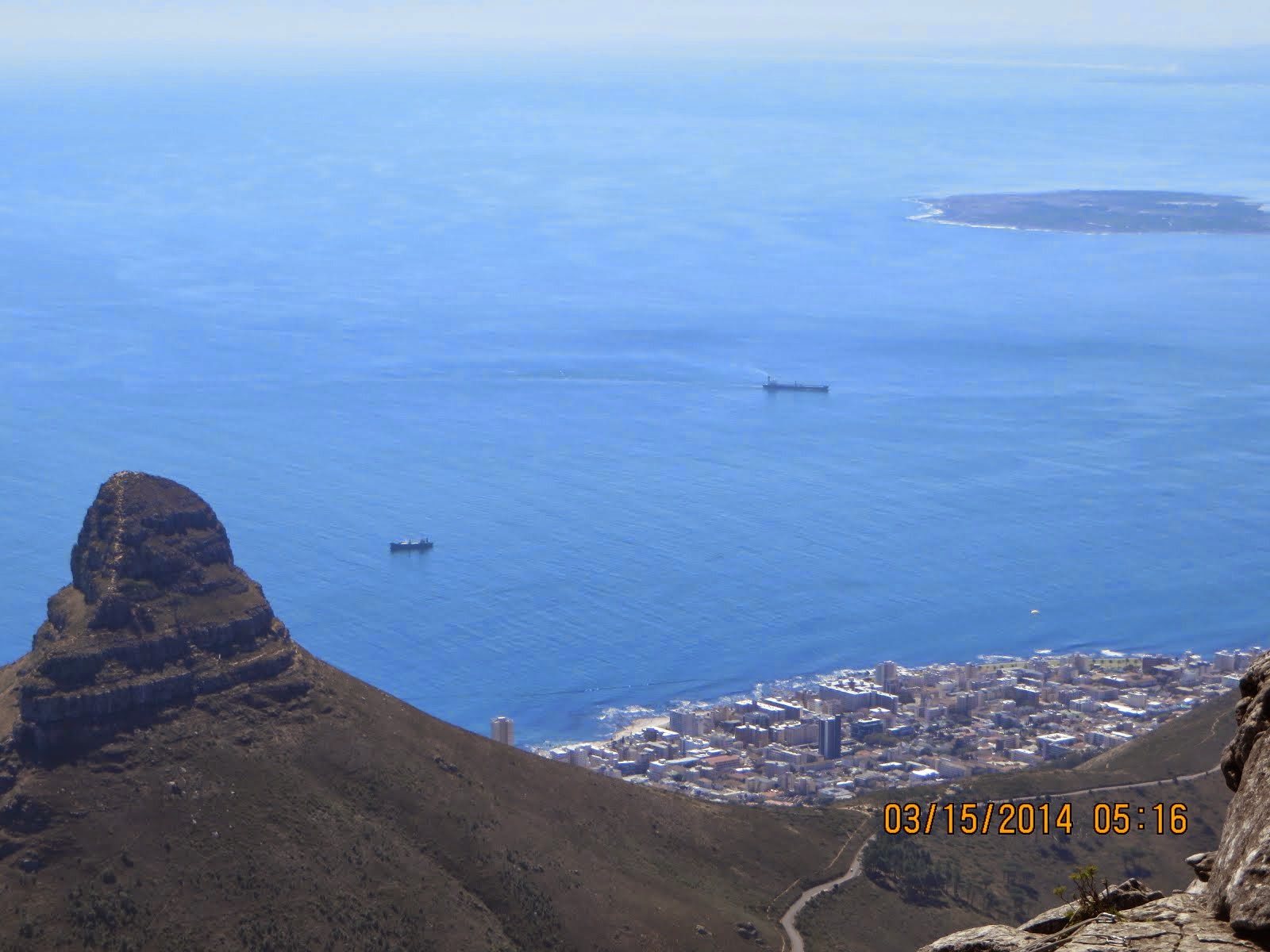 Lions Head, Capetown and Robbens Island, below Table Mountain