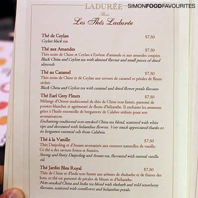 Laduree Paris Tea Room Menu Laduree Paris Tea Room Menu
