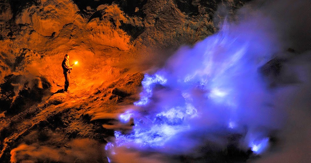 Otters and Science News VOLCANOES BLUE FIRE VOLCANOES ERUPT IN