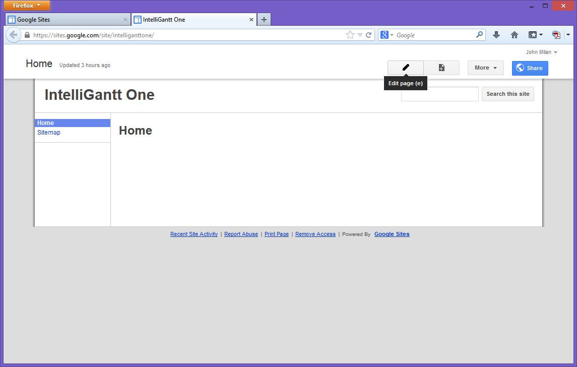 IntelliGantt IntelliTask Gadget for Google Sites