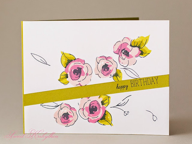 Birthday Card with Painted Flowers from Altenew by Sweet Kobylkin