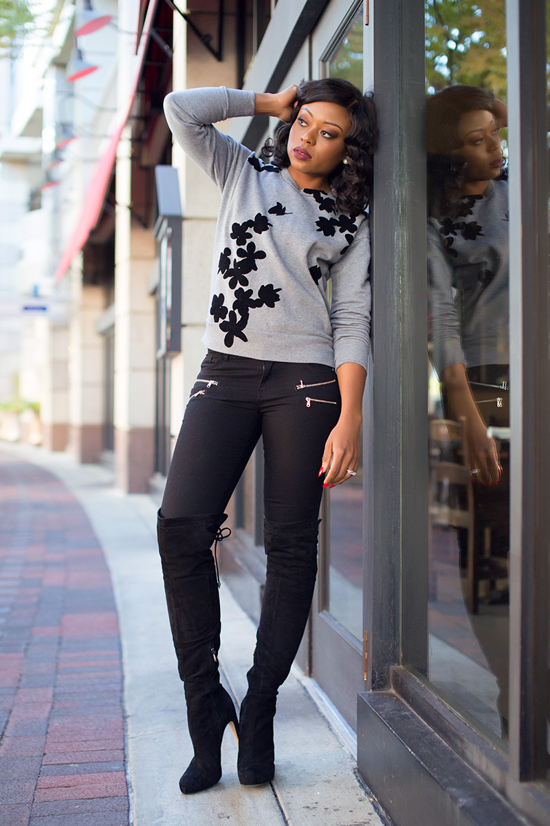 Casual weekend look, sam edelman over the knee boot, www.jadore-fashion.com