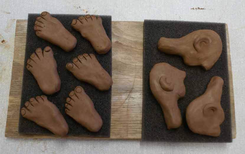 Barnbarroch Pottery Feet, Heads and Waves
