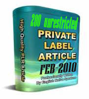 200 Unrestricted PLR Articles of Feb 2010 with 12 Adsense Sites
