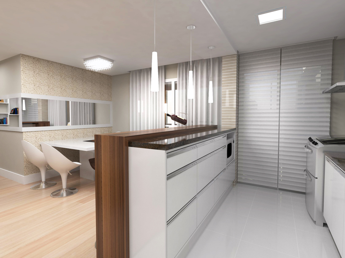 #244D7C de Interiores e Maquete 3D: Projeto Cozinha para apartamento compacto 1100x823 px Projeto De Cozinha Em Apartamento #2877 imagens
