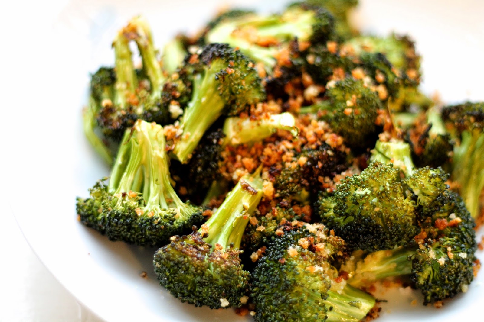 Young and Entertaining Oven Roasted Broccoli with Parmesan Panko Crumbs