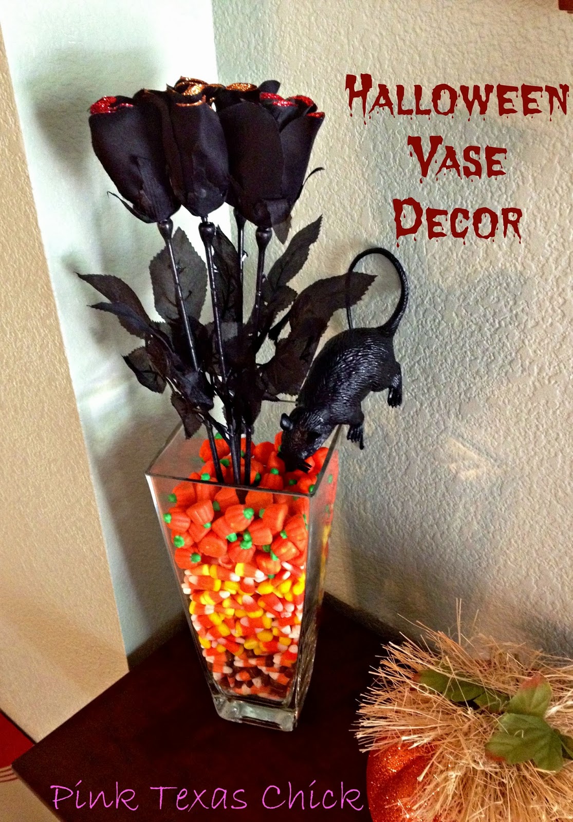Pink Texas Chick Pretty, Creepy and Sweet Vase Decor {Halloween}