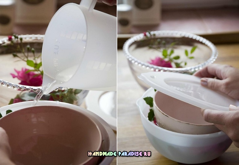 Ледяная ваза с цветами для зимнего праздничного стола Ледяная ваза с цветами для зимнего праздничного стола