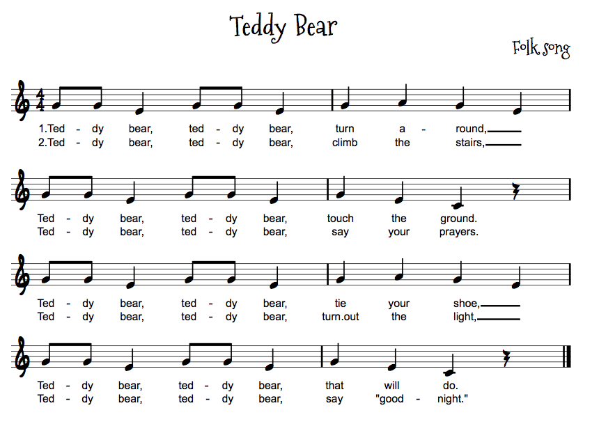 Mrs. Frame's Music Class Teddy Bear Picnic Kindergarten ONLY
