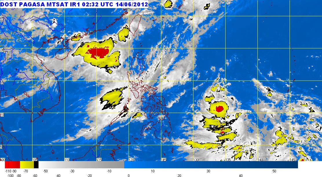 MTSAT ENHANCED Satellite Image for 11:32 a.m., 14 June 2012