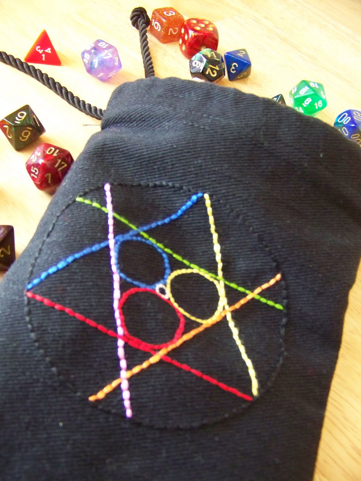 Hand/Eye/Mind/Mouth Embroidered Dice Bag