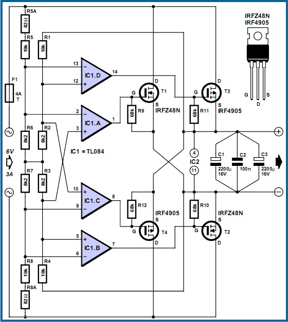 Power MOSFET Active Bridge Rectifier Circuit Project