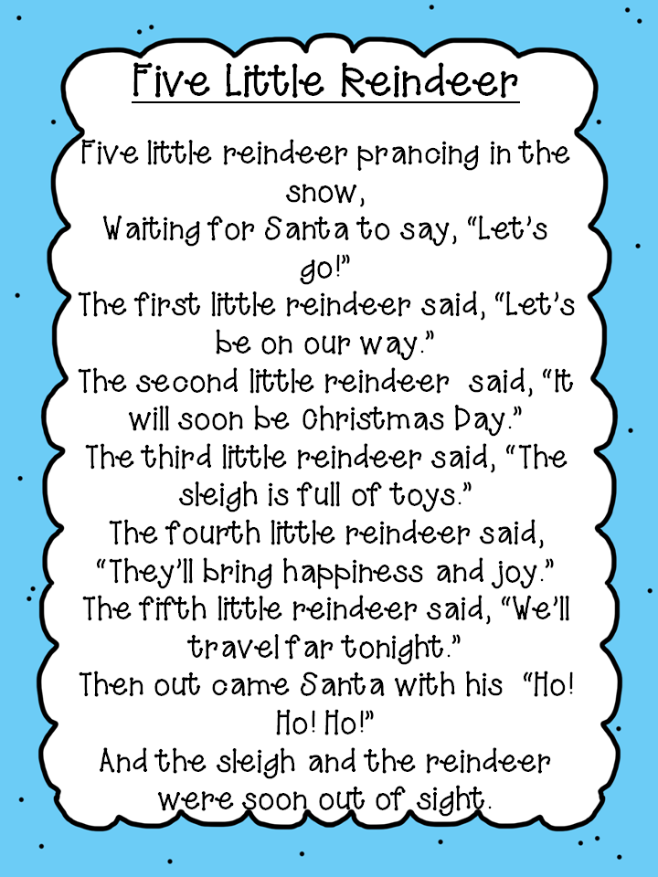 Reindeer Poem Freebie | Fun in ECSE