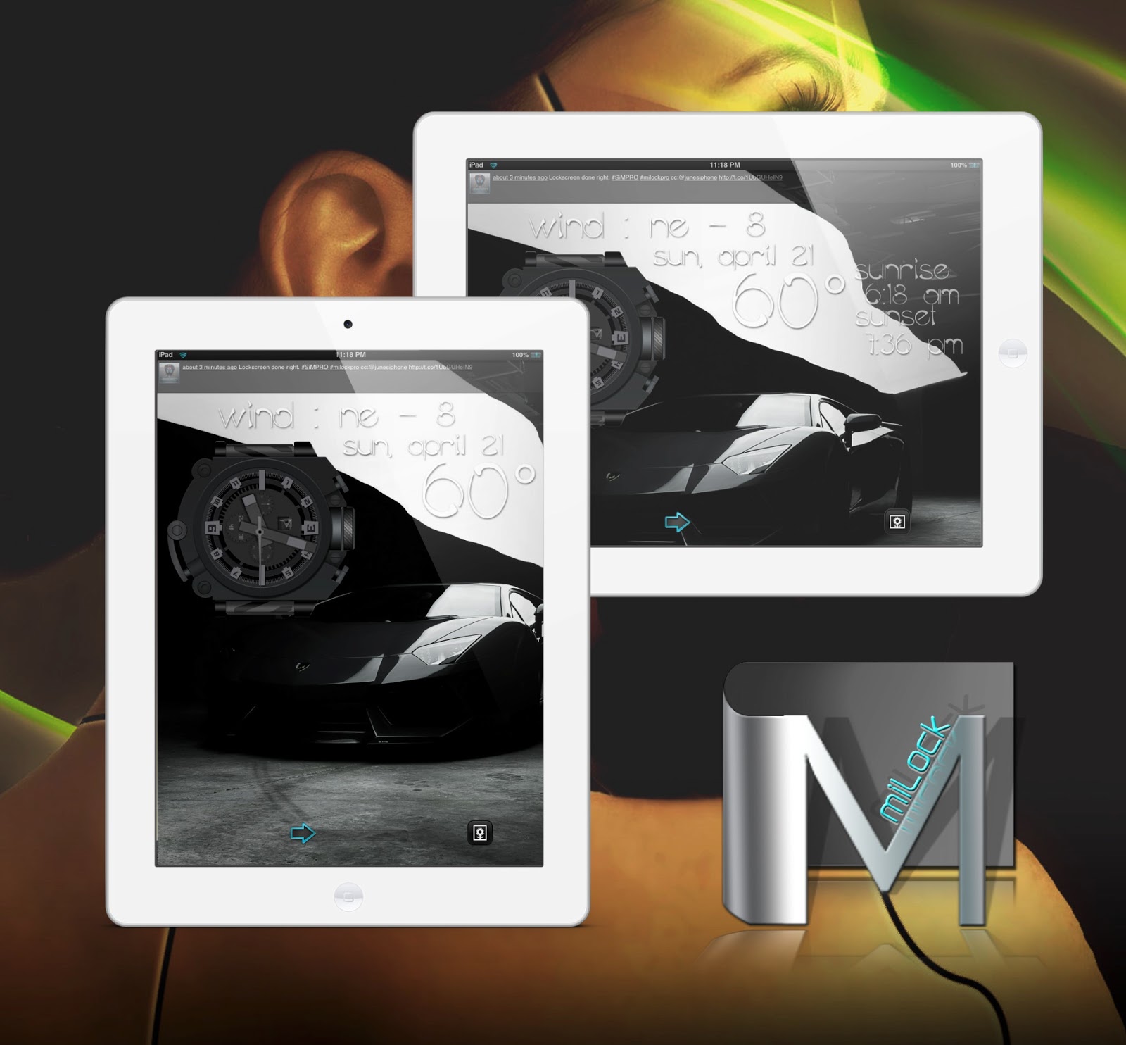 iPad Lockscreen miLock Clock