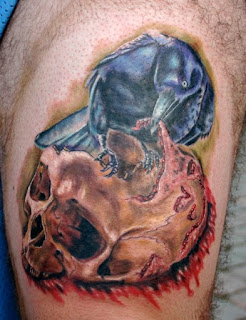 skull tattoo / raven tattoo