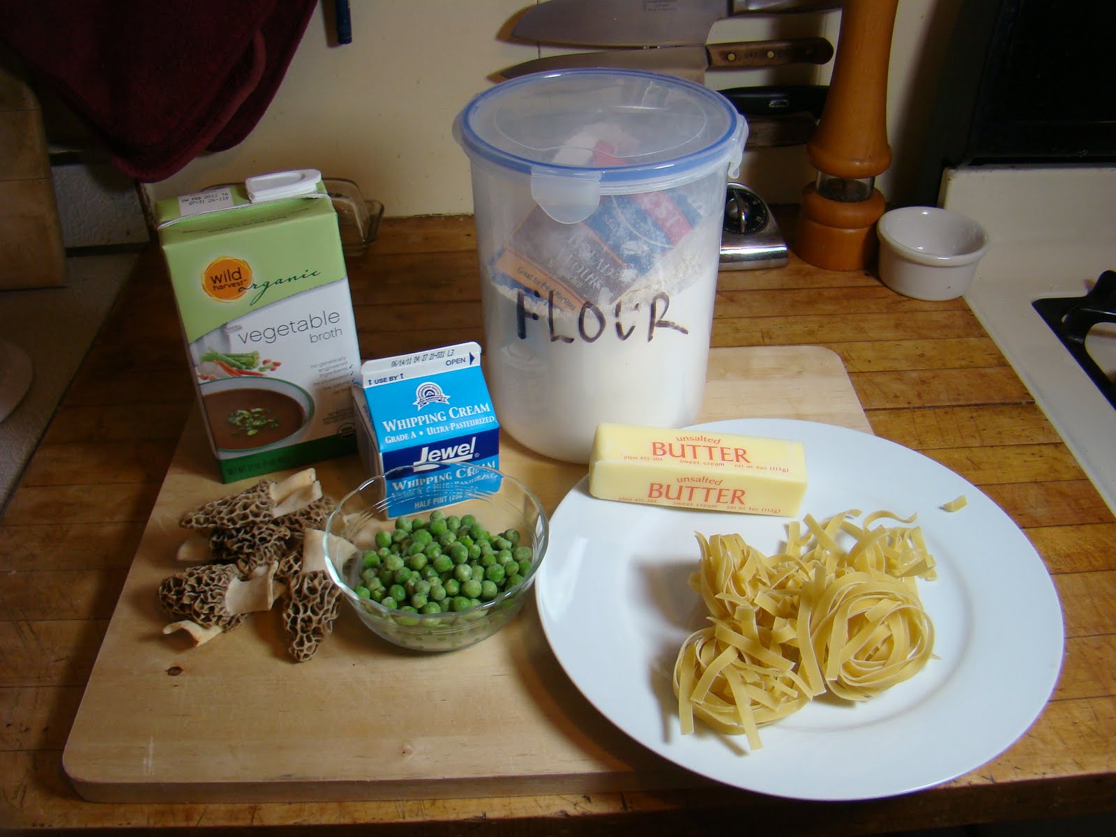 Pasta with Morel Cream Sauce and Peas
