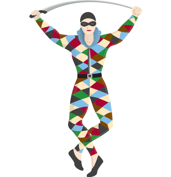 Arlequ??n multicolor de carnaval Vector Vector Clipart