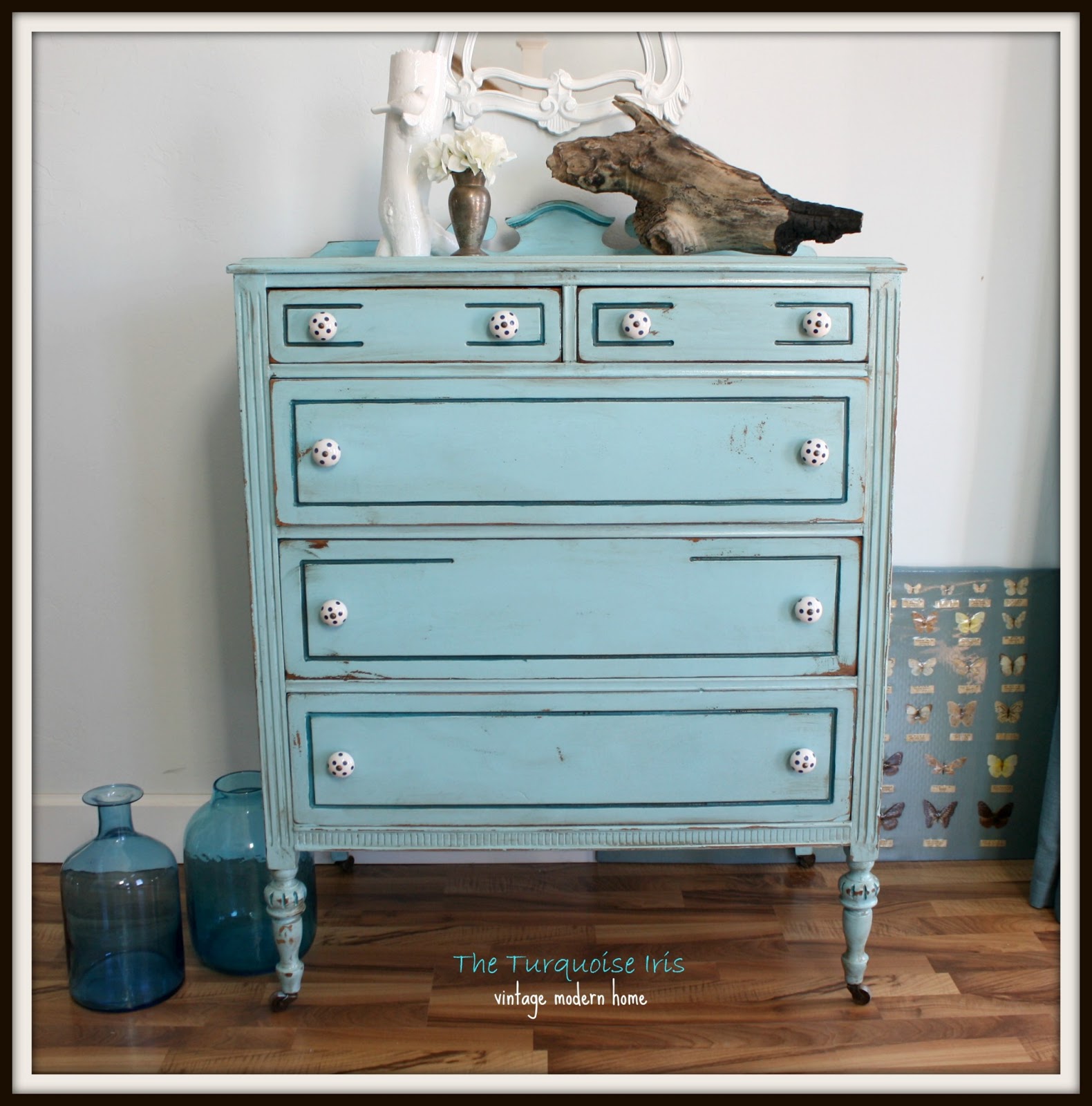 The Turquoise Iris Furniture Art Vintage Turquoise Teal Dresser