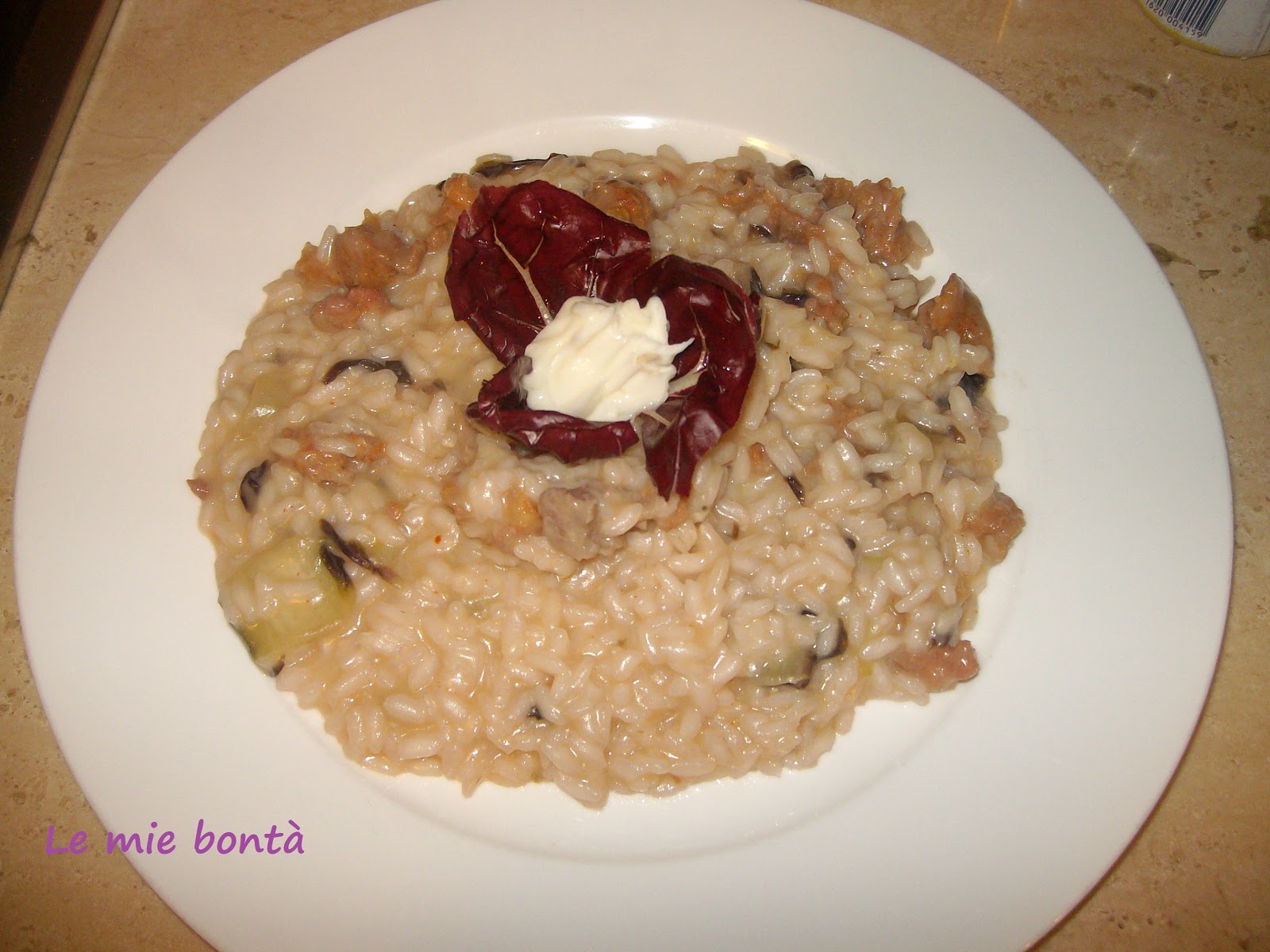 RISOTTO AL RADICCHIO, E SALSICCIA Le mie bontà