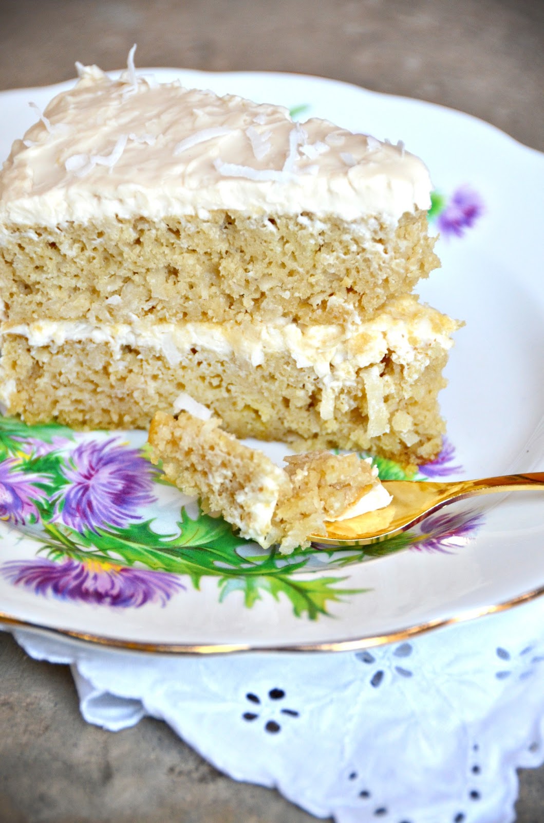 Processed Free and Me Coconut Cake with Coconut Cream Cheese Frosting
