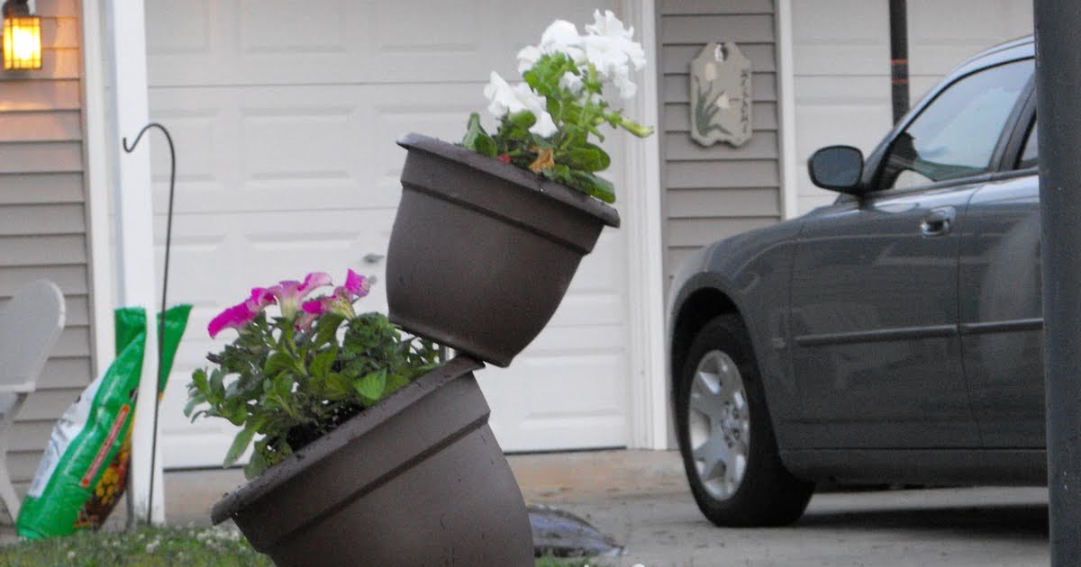 Kreations Done By Hand Yet Another Outdoor Project 'Tipsy' Flower Pots!