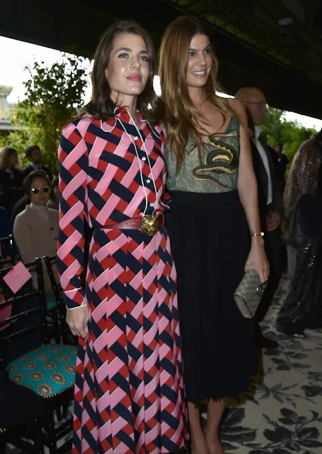 Charlotte Casiraghi and Salma Hayek attend the Gucci show during the Milan Fashion Week Spring/Summer 2016