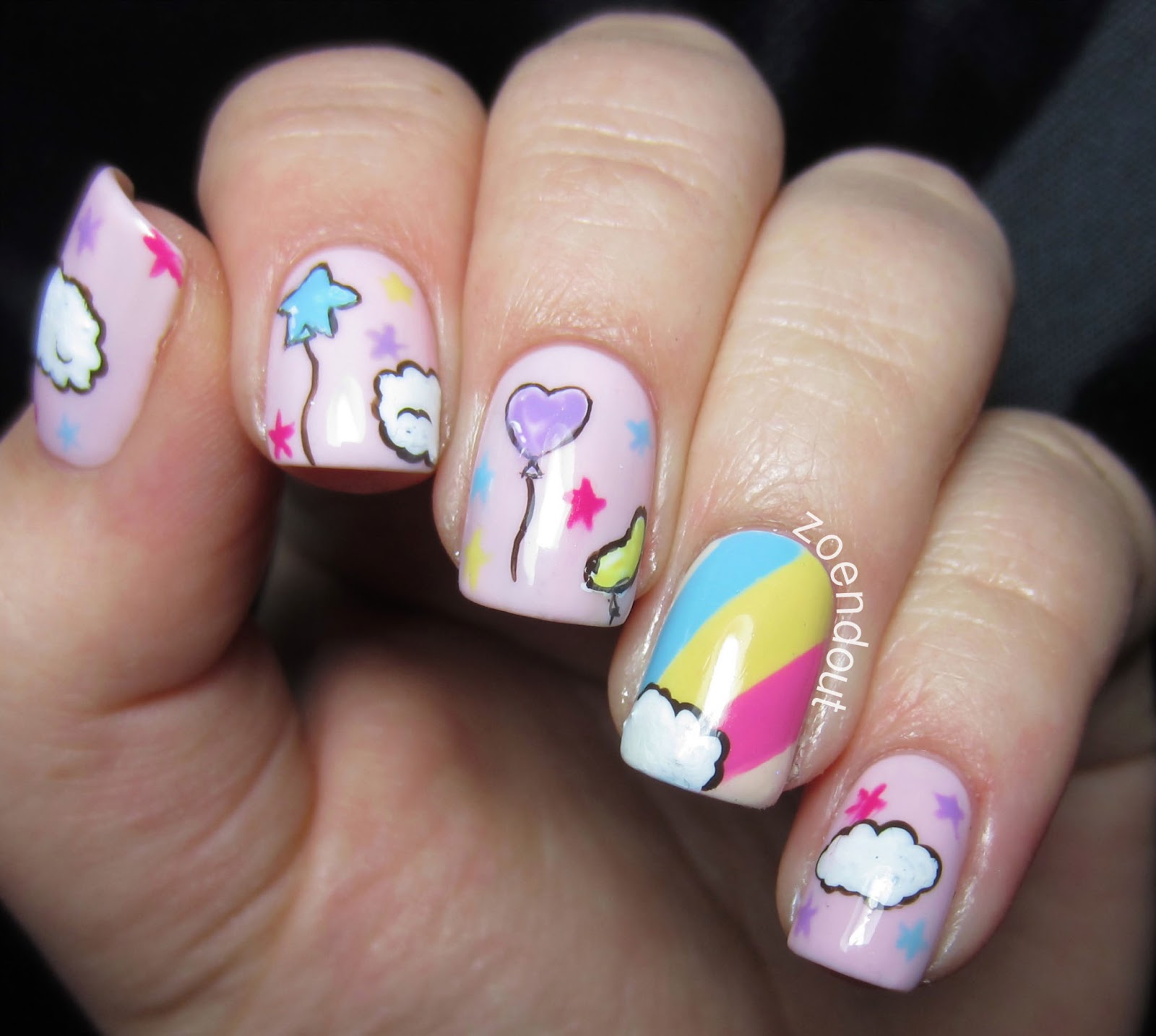 Zoendout Nails: Rainbows & Clouds & Balloons, Oh My!