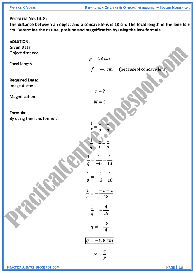 refraction-of-light-and-optical-instruments-solved-numericals-example-and-problem-physics-x