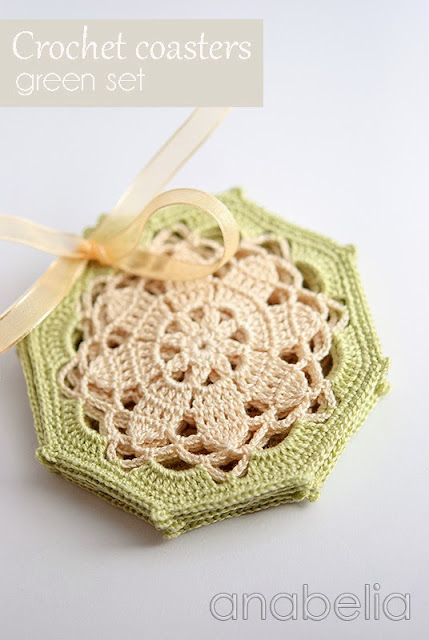 Crochet coasters green set by Anabelia