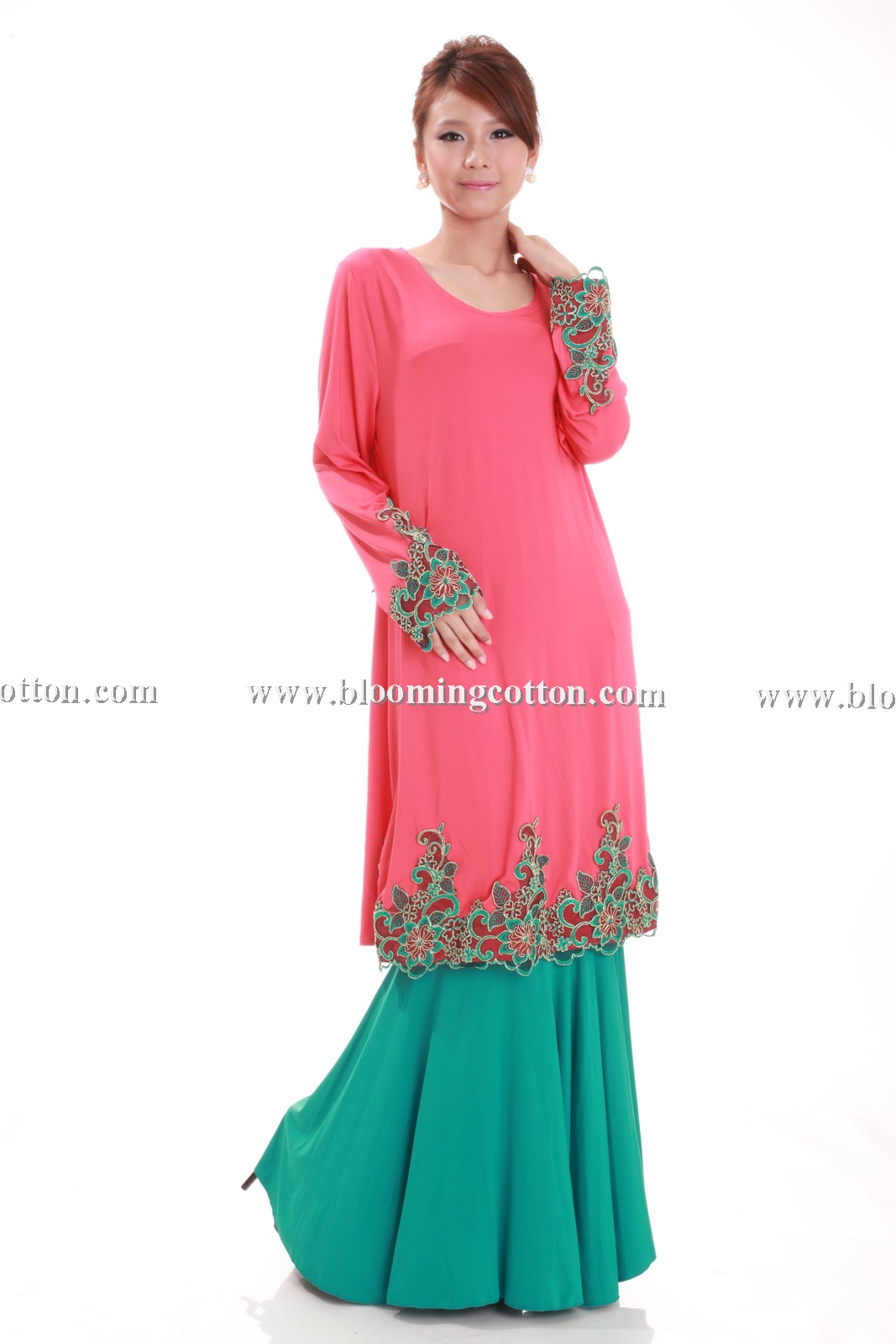 BLOOMING COTTON: Lovely Baju Kurung Kerawang Modern Code: 7307-9