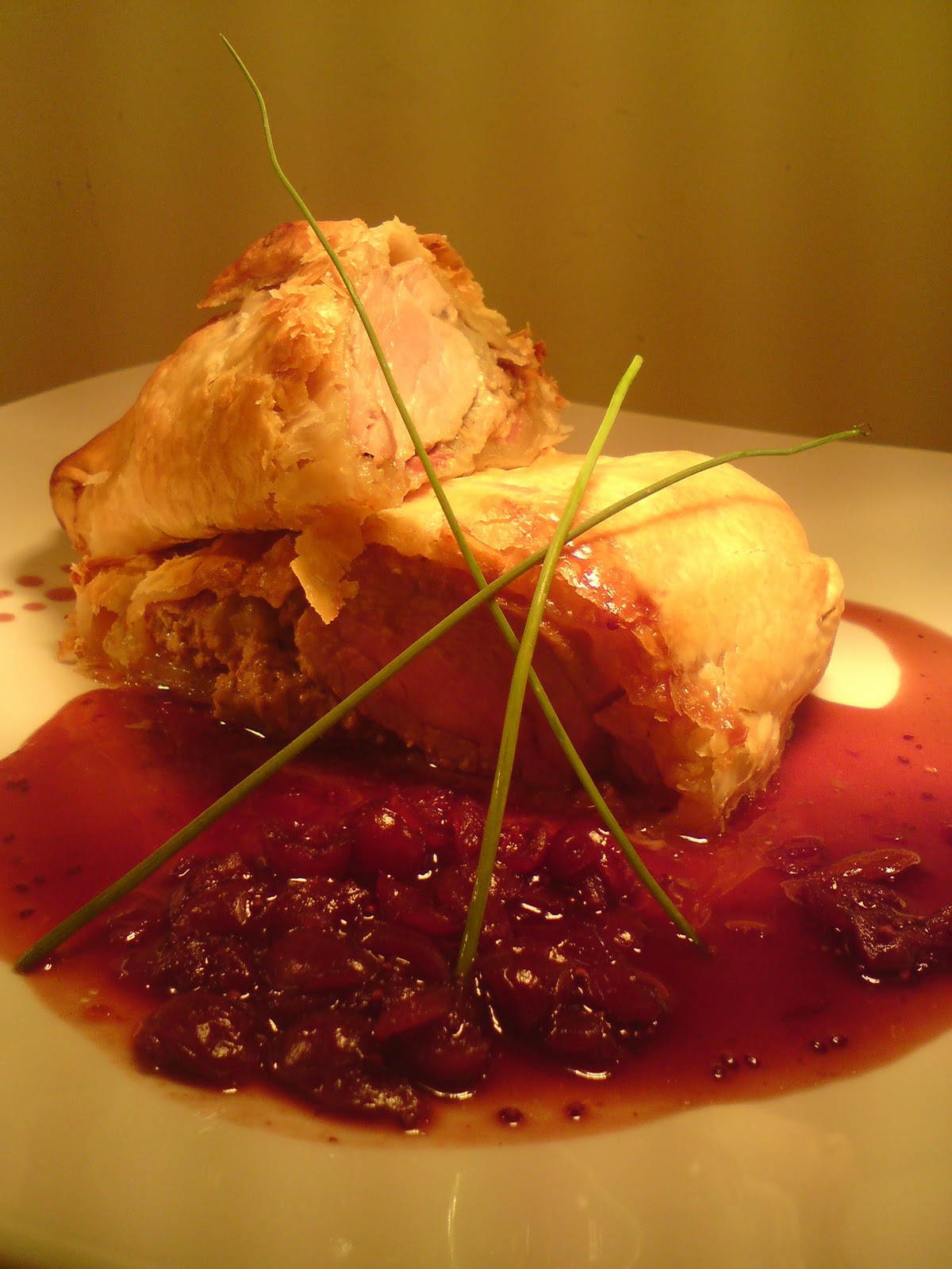 Main Courses Pork Wellington with Redcurrant & Cranberry Sauce