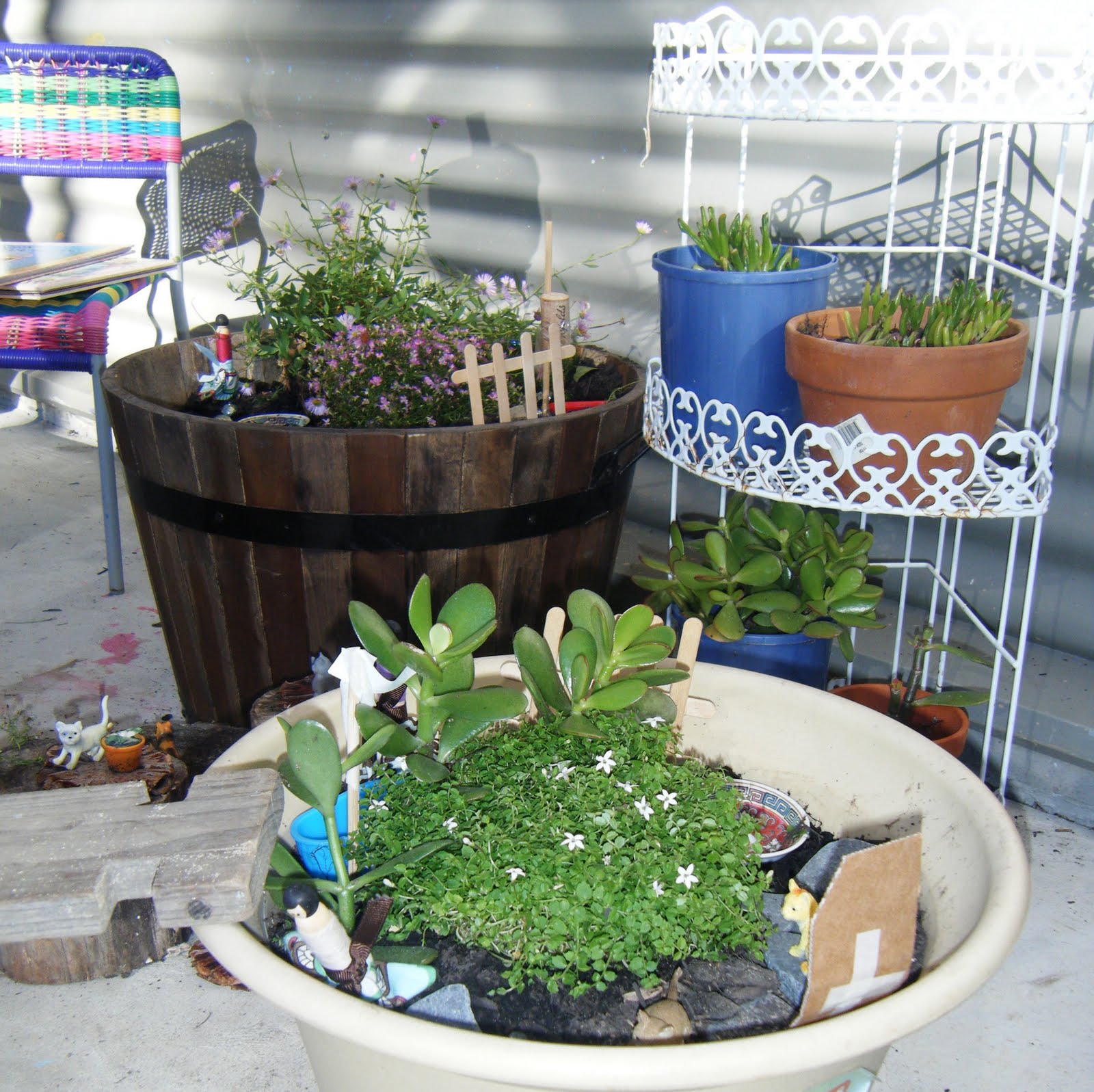 let the children play creating a fairy garden in a pot