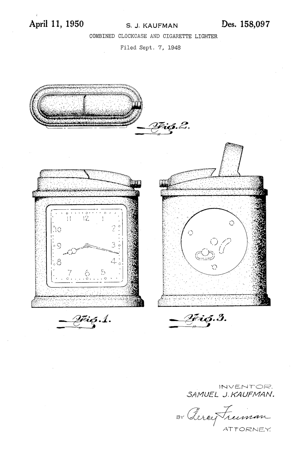 Table lighters collectors' guide Patent Phinney Walker Combo Clock