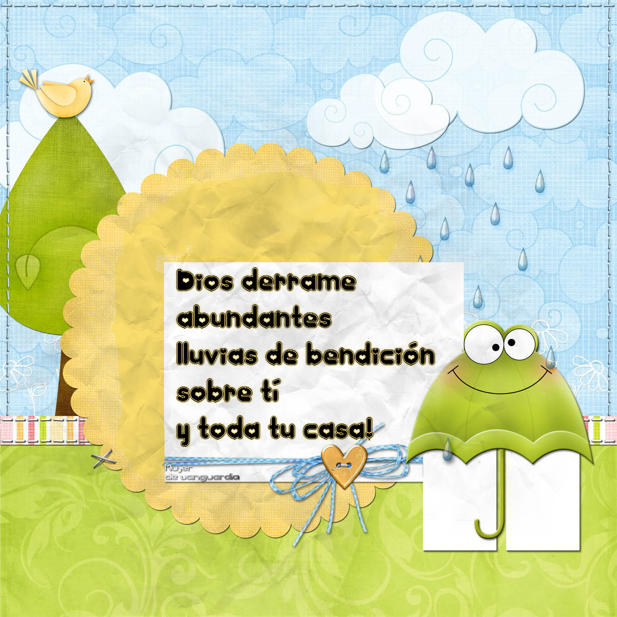 Dios derrame abundantes lluvias de bendición sobre ti y toda tu casa! Imágenes con frases que
