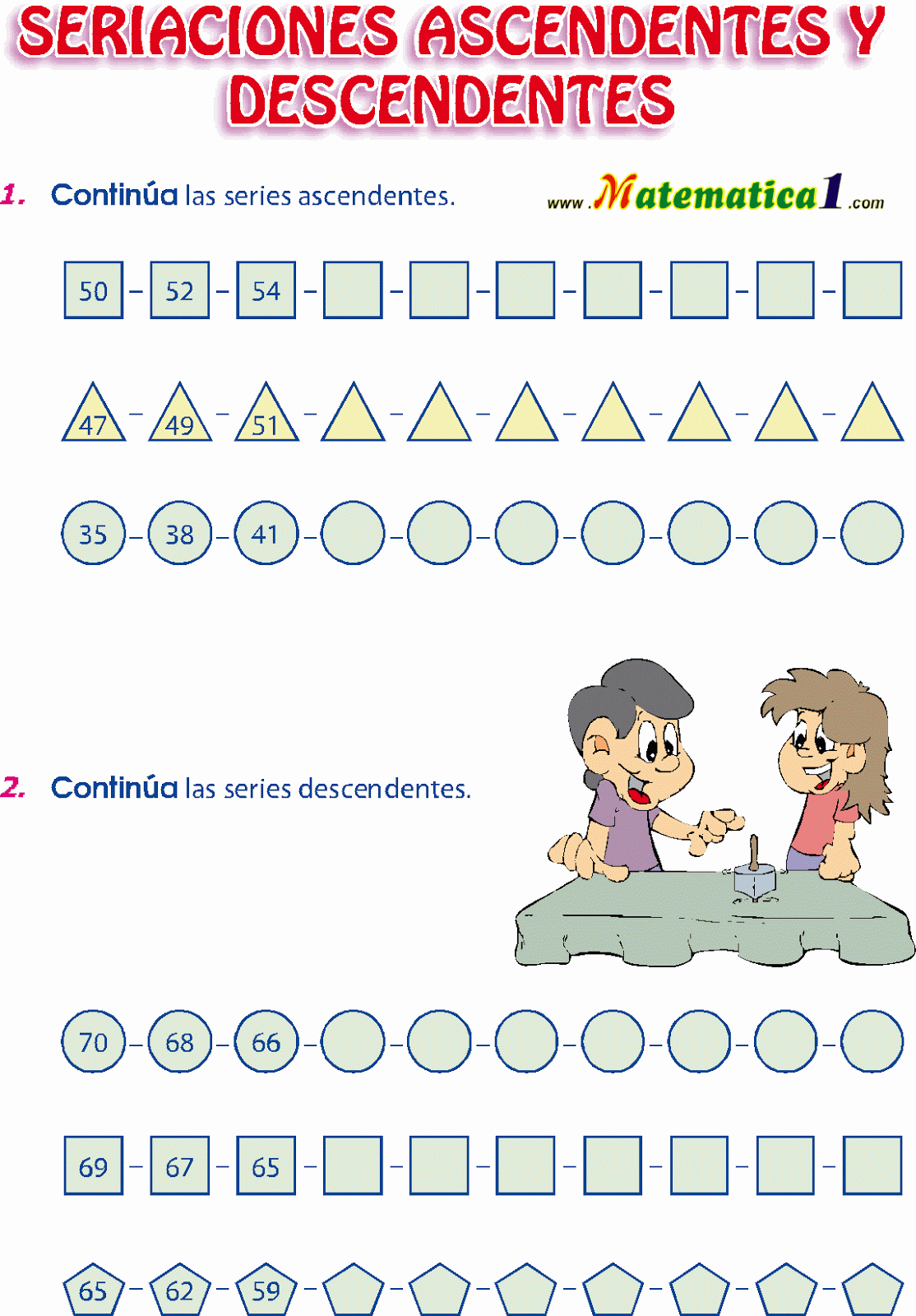 ASCENDENTES Y DESCENDENTES EJERCICIOS DE PRIMERO DE PRIMARIA EN PDF