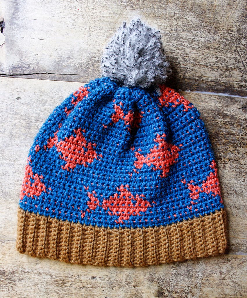 ponnekeblom jacquardmutsen, tapestry crochet hats