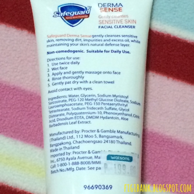 FIGIBANK♥ Review Safeguard Derma Sense Sensitive Skin Facial Cleanser