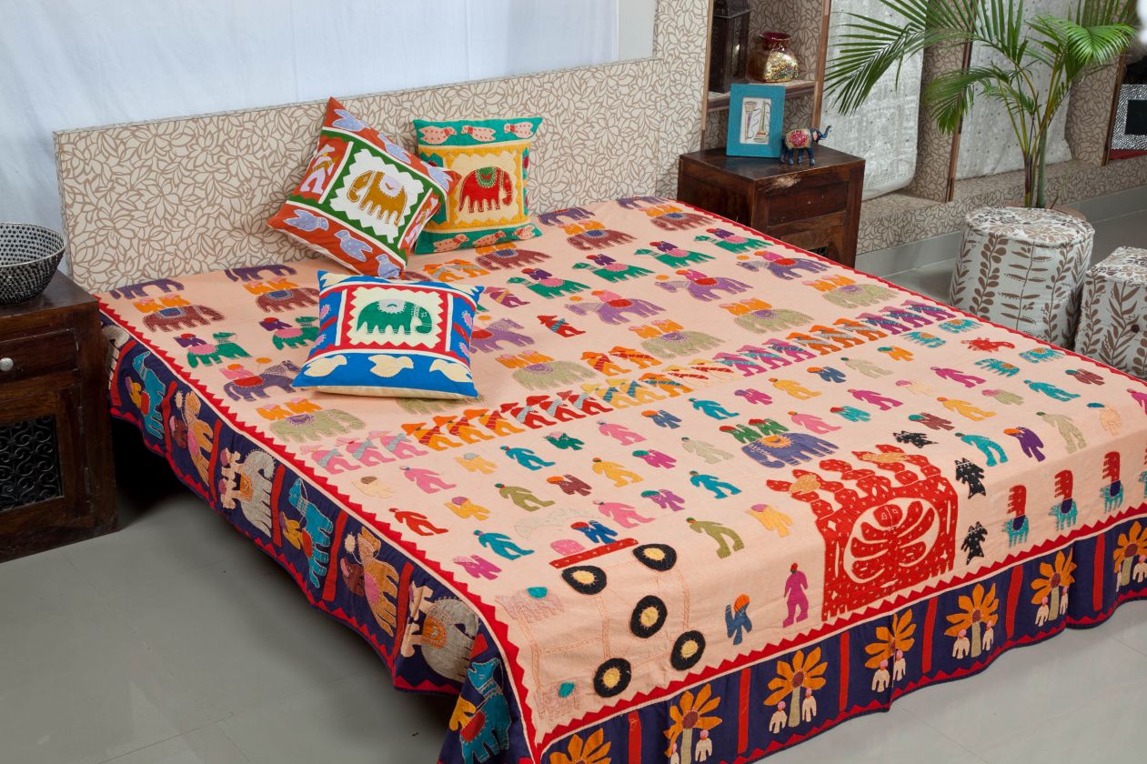 MINI JAIPUR Jaipuri Bed Sheets, Bed and Cushion Covers, Quilts, Curtains, Precious Stone Items