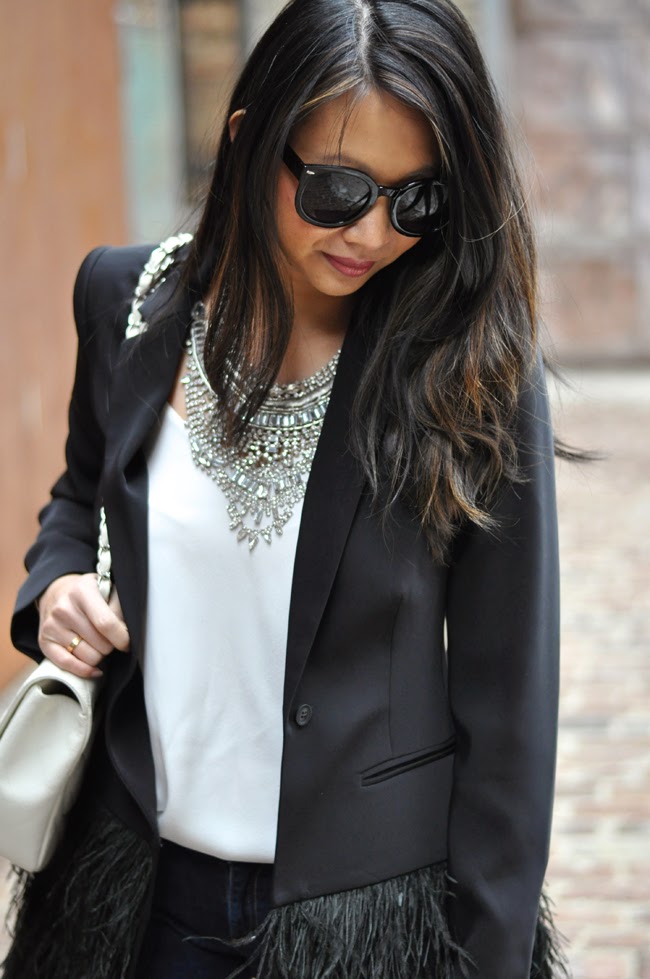 Red Soles and Red Wine Feather Blazer