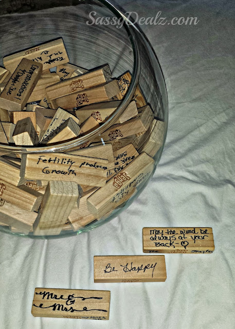 diy fish bowl jenga guestbook blocks for a wedding