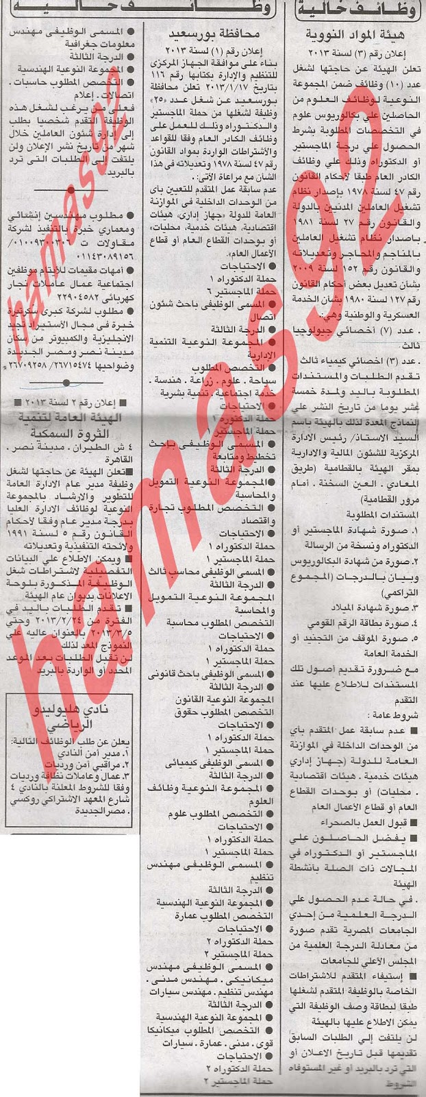 وظائف خالية فى محافظة بورسعيد لحملة الماجستير والدكتوراة %D8%A7%D9%84%D8%A7%D9%87%D8%B1%D8%A7%D9%85+1