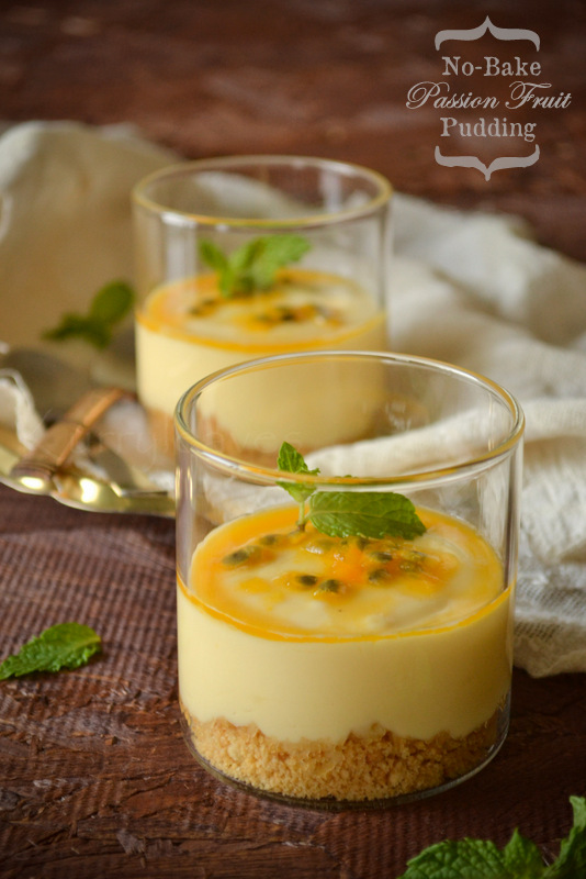 EGGLESS NOBAKE PASSION FRUIT PUDDING kurryleaves