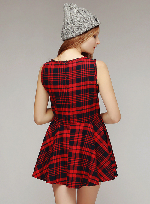 Tartan Check Sleeveless Mini Dress